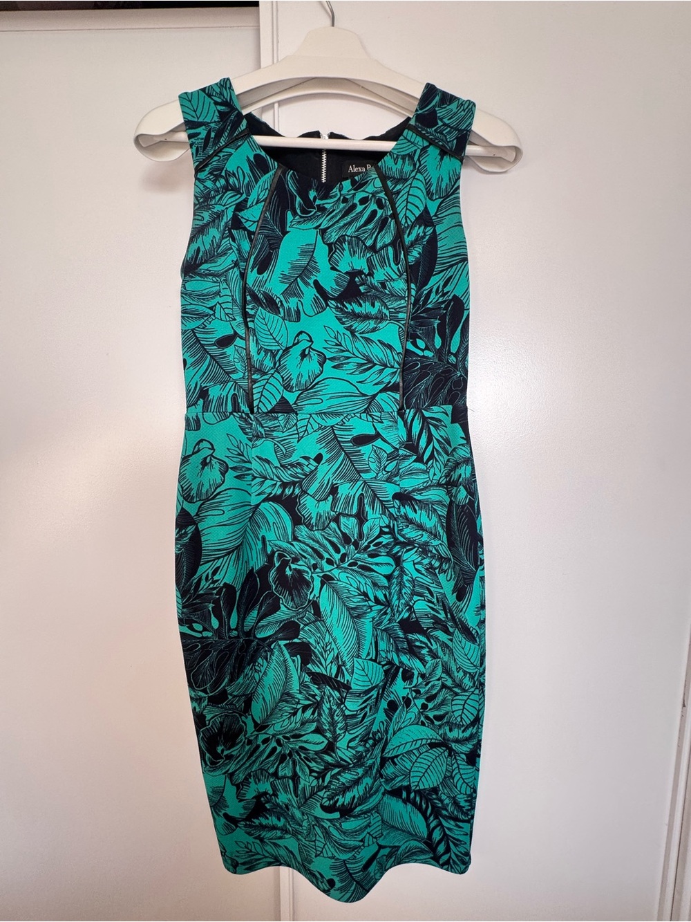 Alexa Packard Teal Tropical-Print Midi Sheath Dress